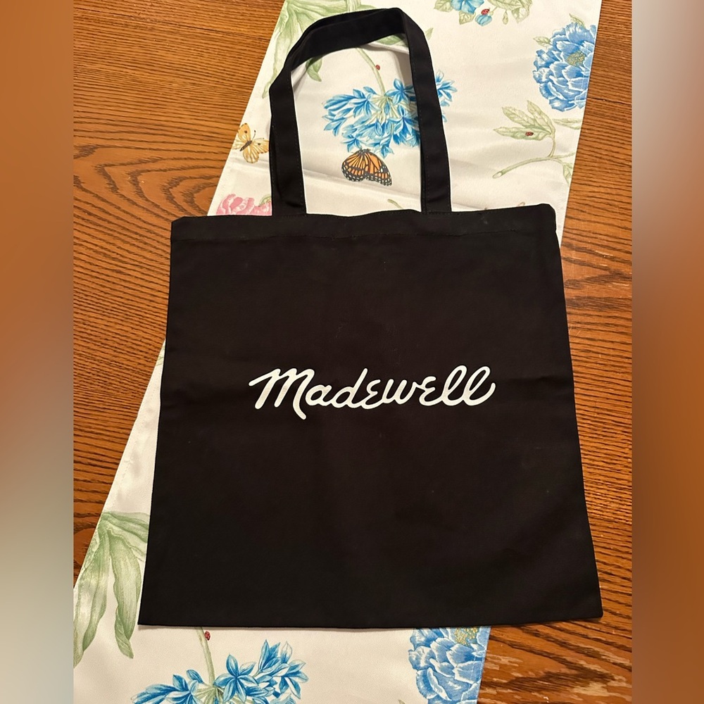 Madewell Black Classic Tote Bag with Textured Fabric